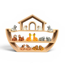 Load image into Gallery viewer, Play &amp; Display Noah's Ark - Montessori Animal Toy Storage &amp; Nursery Decor - Optional Mini Animal Set

