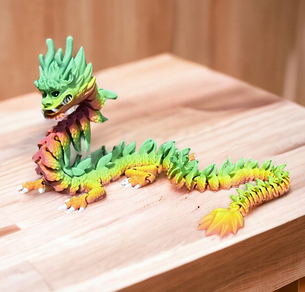 3D Printed Imperial Dragon - GREEN/YELLOW/ORANGE