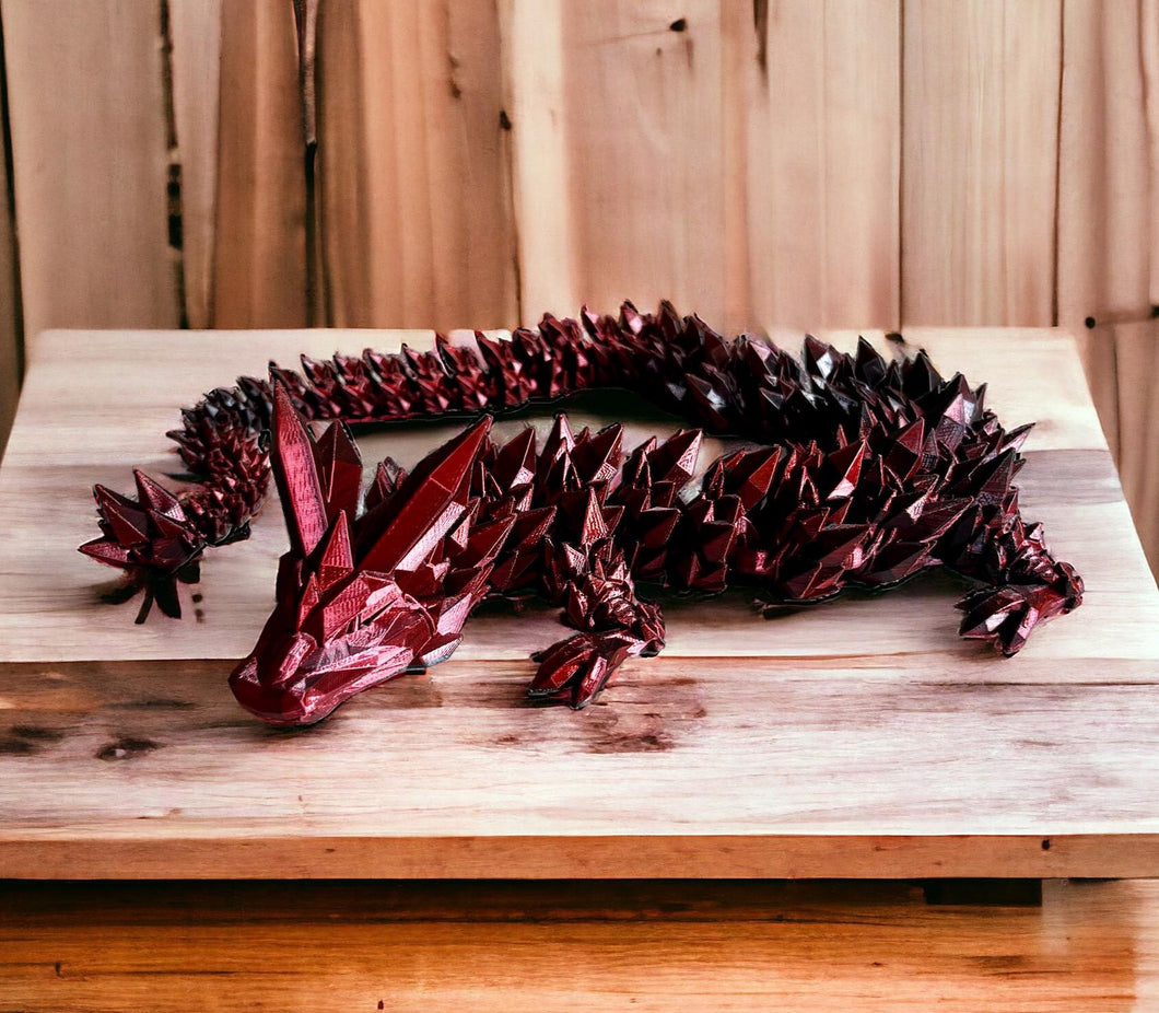 3D Printed EXTRA LARGE Crystal Dragon - RED/BLACK