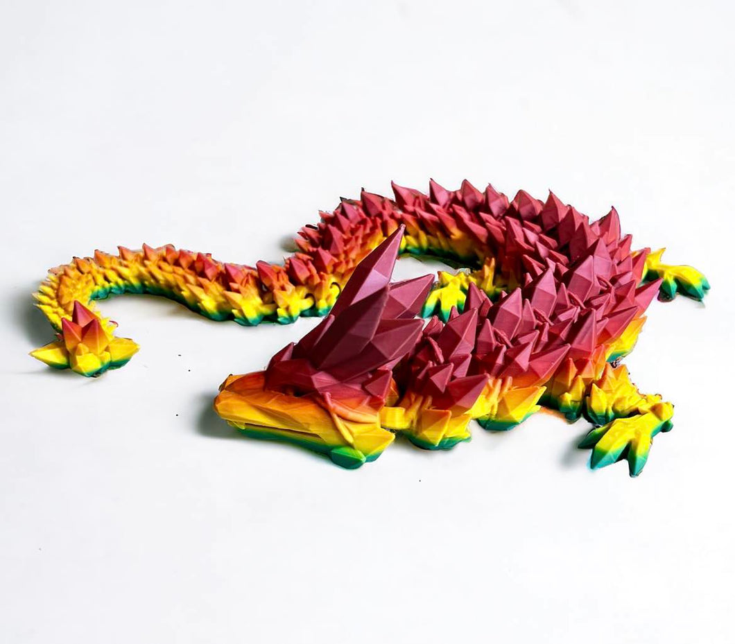 3D Printed EXTRA LARGE Crystal Dragon - PINK/YELLOW/GREEN