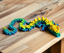 Load image into Gallery viewer, 3D Printed EXTRA LARGE Rose Dragon - YELLOW/BLUE/PURPLE
