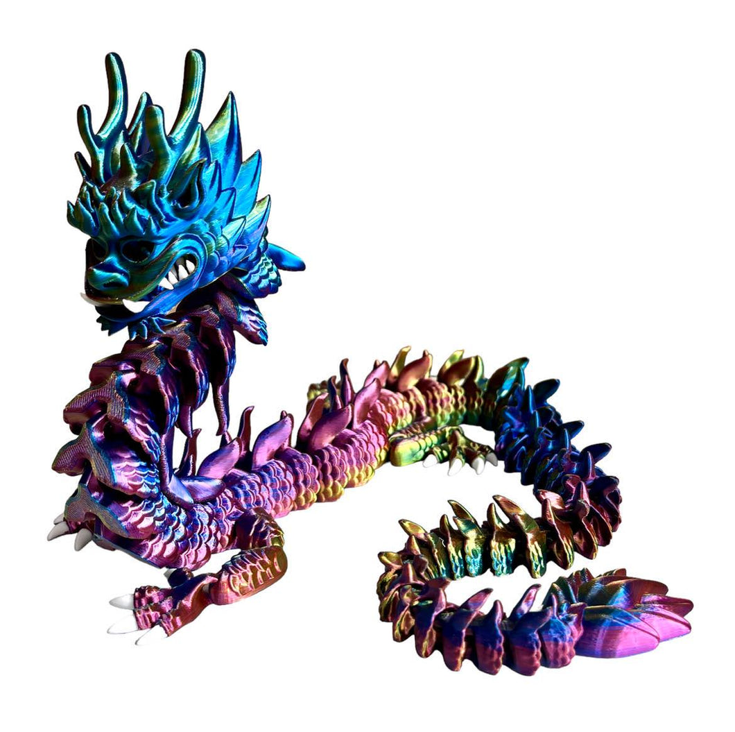 3D Printed Imperial Dragon - METALLIC RAINBOW TRICOLOR