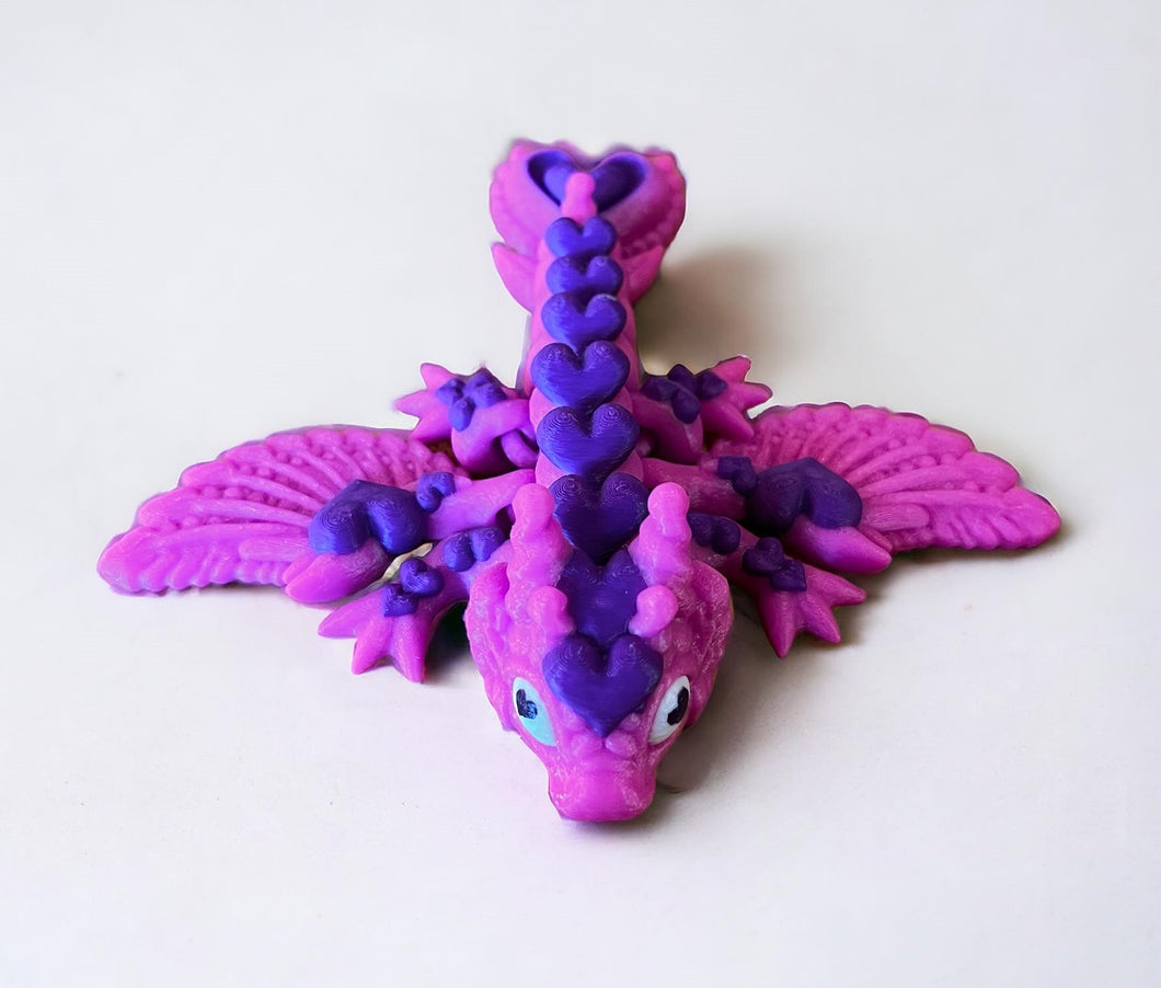 3D Printed Heart Winged Dragon - PINK/PURPLE