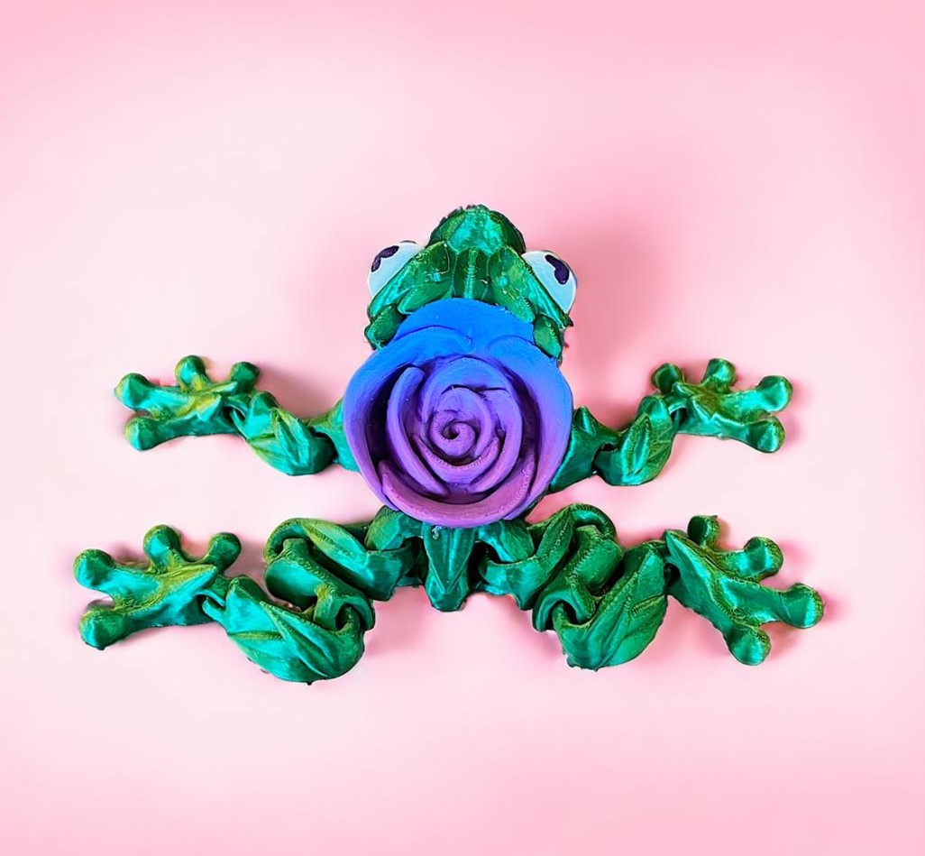 3D Printed Rose Frog - PINK/PURPLE ROSE