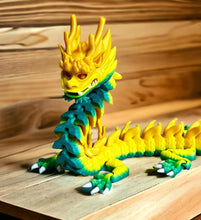 Load image into Gallery viewer, 3D Printed Imperial Dragon - YELLOW/TEAL
