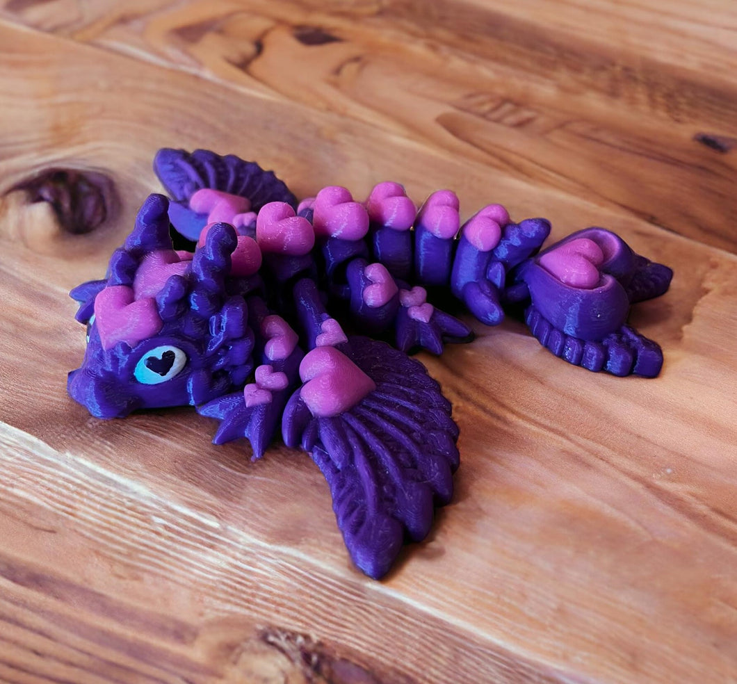 3D Printed Heart Winged Dragon - PURPLE/PINK