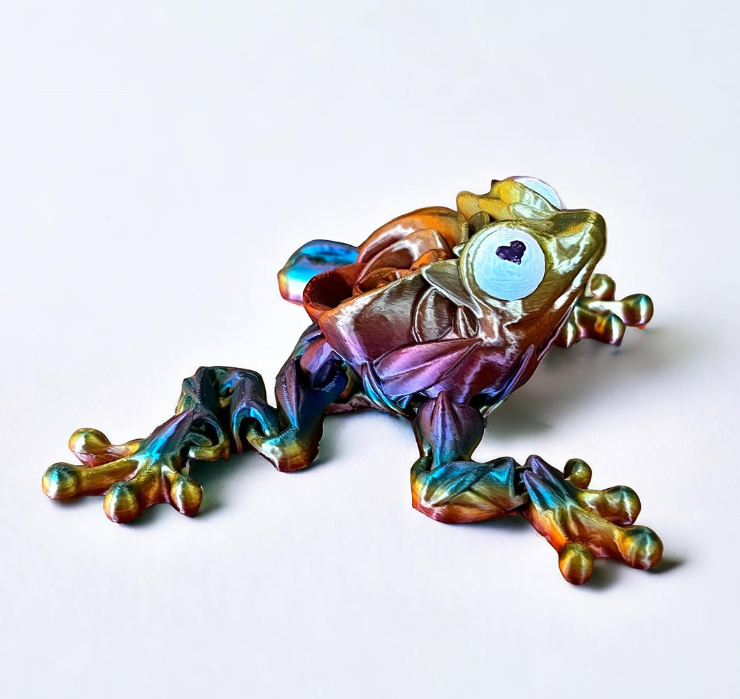3D Printed Rose Frog - RAINBOW METALLIC