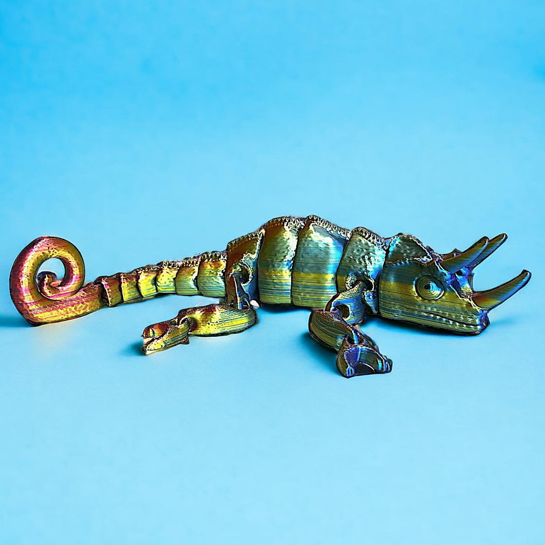 3D Printed Metallic Rainbow Horned Chameleon