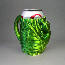 Load image into Gallery viewer, 3D Printed Dragon Can Holder With Handle, Plastic Pop Can Koozie
