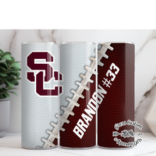 Load image into Gallery viewer, Personalized Streeters Football Sublimation Tumbler, 20 oz. Skinny Tumbler or Water Bottle
