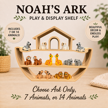 Load image into Gallery viewer, Play &amp; Display Noah's Ark - Montessori Animal Toy Storage &amp; Nursery Decor - Optional Mini Animal Set
