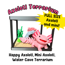 Load image into Gallery viewer, Axolotl Terrarium Scene - Articulated Axolotl + Mini Water Cave
