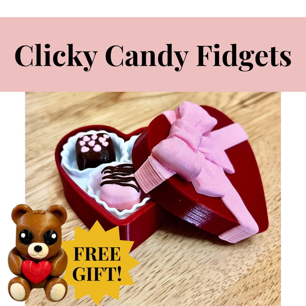 Forever Clicky Heart Box of Chocolates - Sensory Keyboard Click Fidget for Valentine's Day