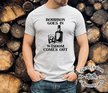 Load image into Gallery viewer, Bourbon Goes in Wisdom Comes Out T-Shirt Or Hoodie
