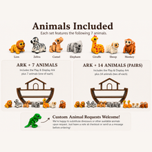 Load image into Gallery viewer, Play &amp; Display Noah's Ark - Montessori Animal Toy Storage &amp; Nursery Decor - Optional Mini Animal Set
