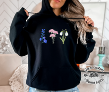 Load image into Gallery viewer, Personalized Hoodie - Birth Month Flower With Names On Sleeve, Mother&#39;s Day Gift
