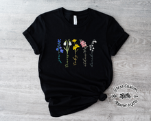 Load image into Gallery viewer, Personalized Birth Month Flower With Names T-Shirt or Hoodie, Mother&#39;s Day Gift
