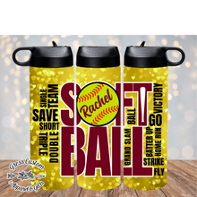 Load image into Gallery viewer, Personalized Softball Word Art Tumbler With Name 20 oz. Skinny Tumbler or Water Bottle
