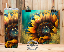 Load image into Gallery viewer, Glitter Sunflower Tumbler or Water Bottle

