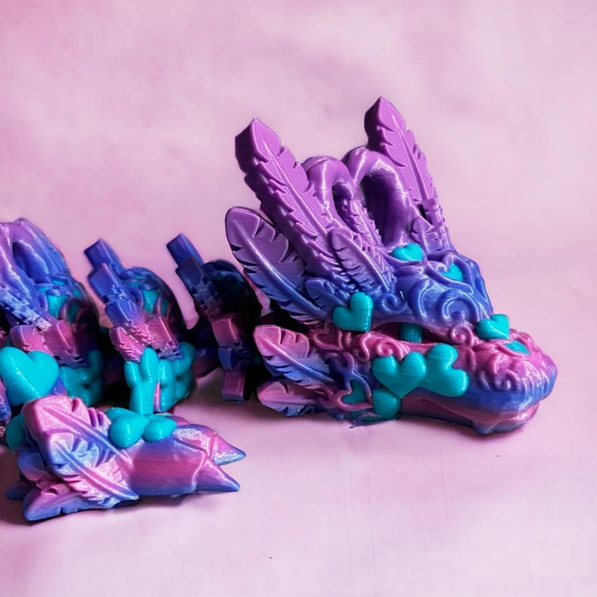 3D Printed Large Heart Dragon - PINK/PURPLE/TEAL – GressCustoms