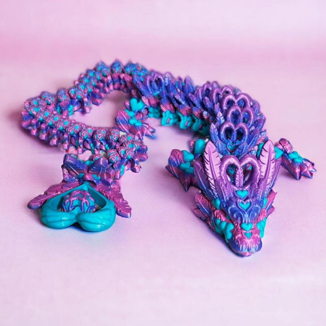 3D Printed Large Heart Dragon - PINK/PURPLE/TEAL