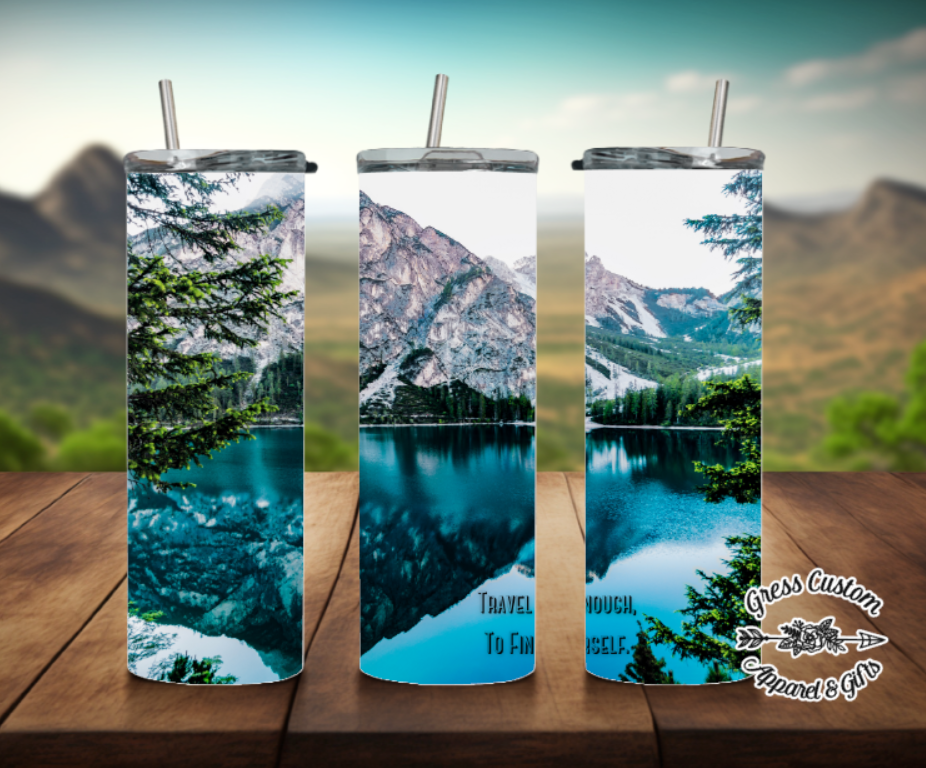 Mountain With Glacial Lake Tumbler or Water Bottle
