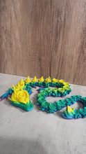 Load and play video in Gallery viewer, 3D Printed EXTRA LARGE Rose Dragon - YELLOW/BLUE/PURPLE
