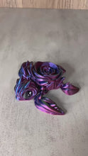 Load and play video in Gallery viewer, 3D Printed Rose Turtle, Metallic Green/Blue/Pink - Ready to Ship
