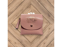 Load image into Gallery viewer, Pink Mini Wallet with Metallic Gold Rose and Elastic Silicone Beaded Wristlet Set
