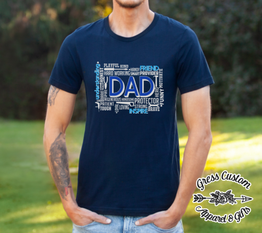 DAD T-Shirt With Tools, Customize Design And Shirt Color
