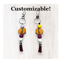 Load image into Gallery viewer, Beaded Baseball or Softball Keychain With Tassel - Customizable Colors
