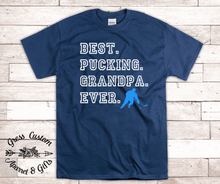 Load image into Gallery viewer, Best Pucking Grandpa Ever Hockey Player T-Shirt, Customize To Match Favorite Team Colors
