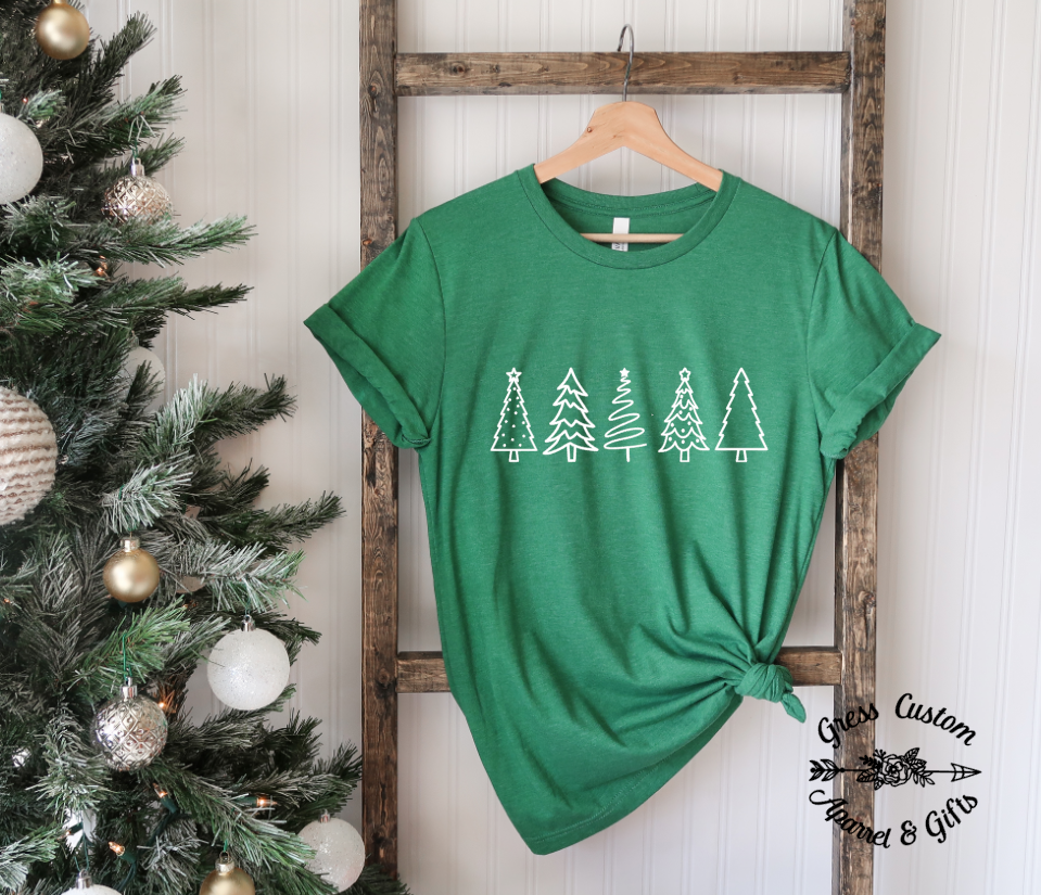 Christmas Trees Heather Green Holiday Shirt