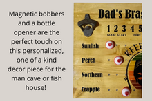 Load image into Gallery viewer, Personalized Fishing Brag Board With Bottle Opener, Fish House Magnetic Score Board With Names

