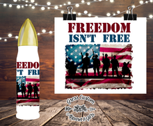 Load image into Gallery viewer, Freedom Isn&#39;t Free 32 oz Sublimation Bullet Thermos, American Flag Soldier
