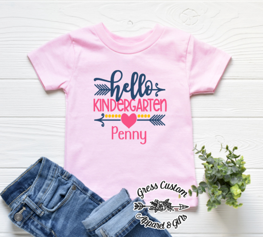 Personalized Back To School Girls T-Shirt, Pre-K Through 5th Grade