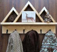 Load image into Gallery viewer, Mountain Coat Rack with Shelf, Key Rack, Wedding Gift, Housewarming Gift
