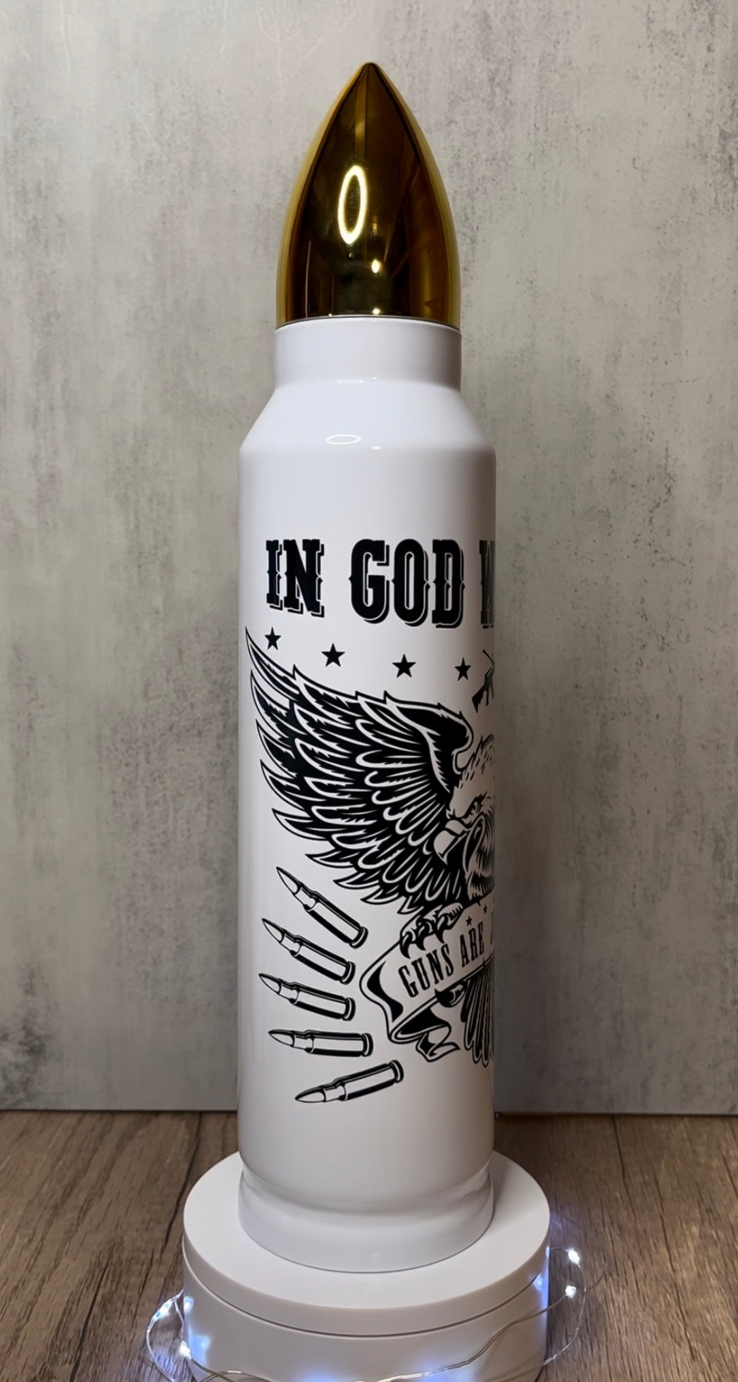 In God We Trust Second Amendment Eagle 32 oz Sublimation Bullet Thermos,  Hunting Gift