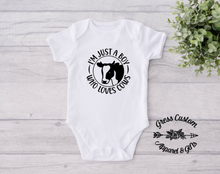 Load image into Gallery viewer, Just A Boy Who Loves Cows Toddler Tee, Baby Bodysuit

