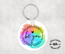 Load image into Gallery viewer, Personalized &quot;Be You&quot; Rainbow Watercolor - Double Sided Key Chain
