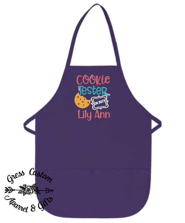 Personalized Girls Glitter Cookie Tester Apron With Name