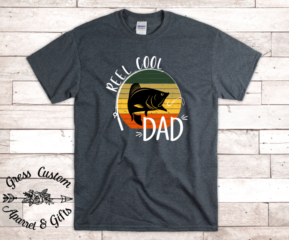 Reel Cool Dad Fishing T-Shirt, Navy or Dark Grey