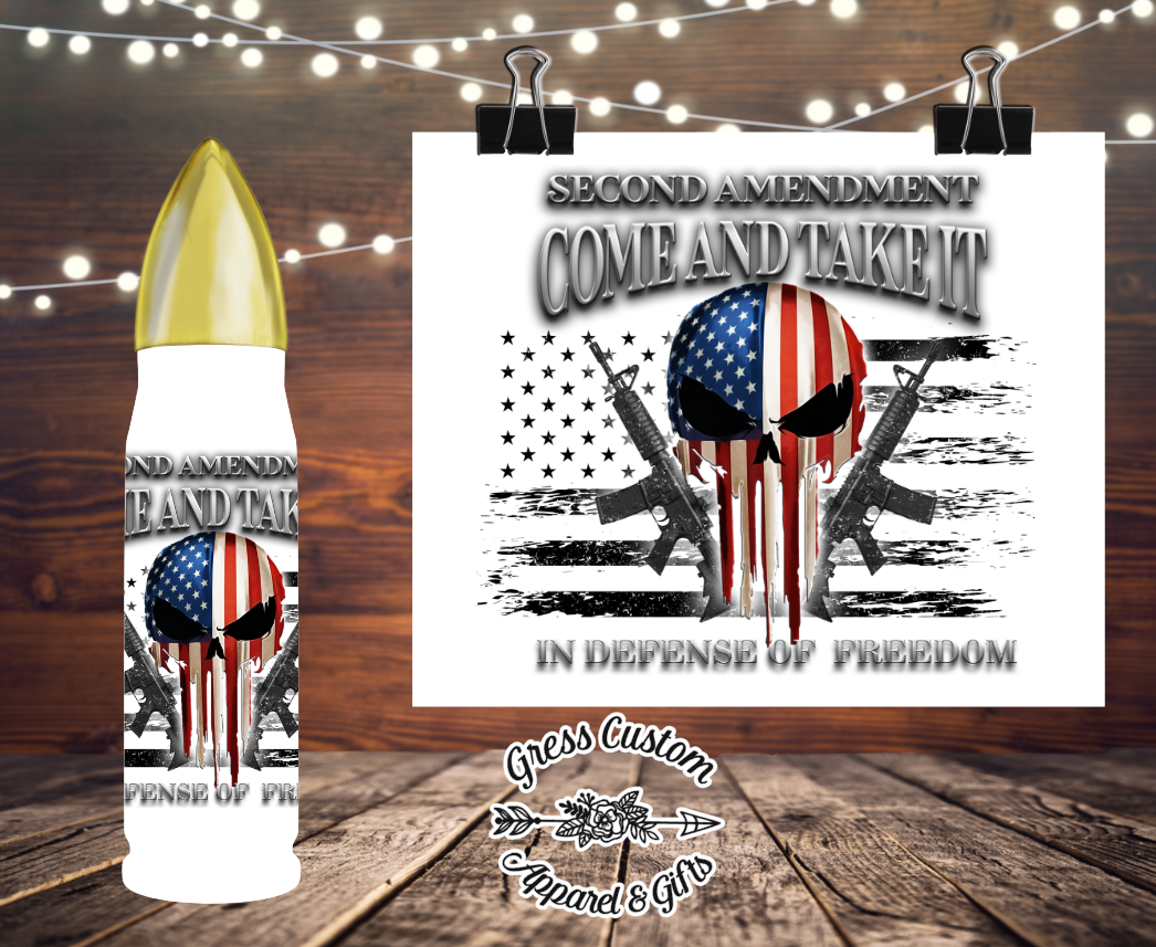 Second Amendment Come and Take It 32 oz Sublimation Bullet Thermos