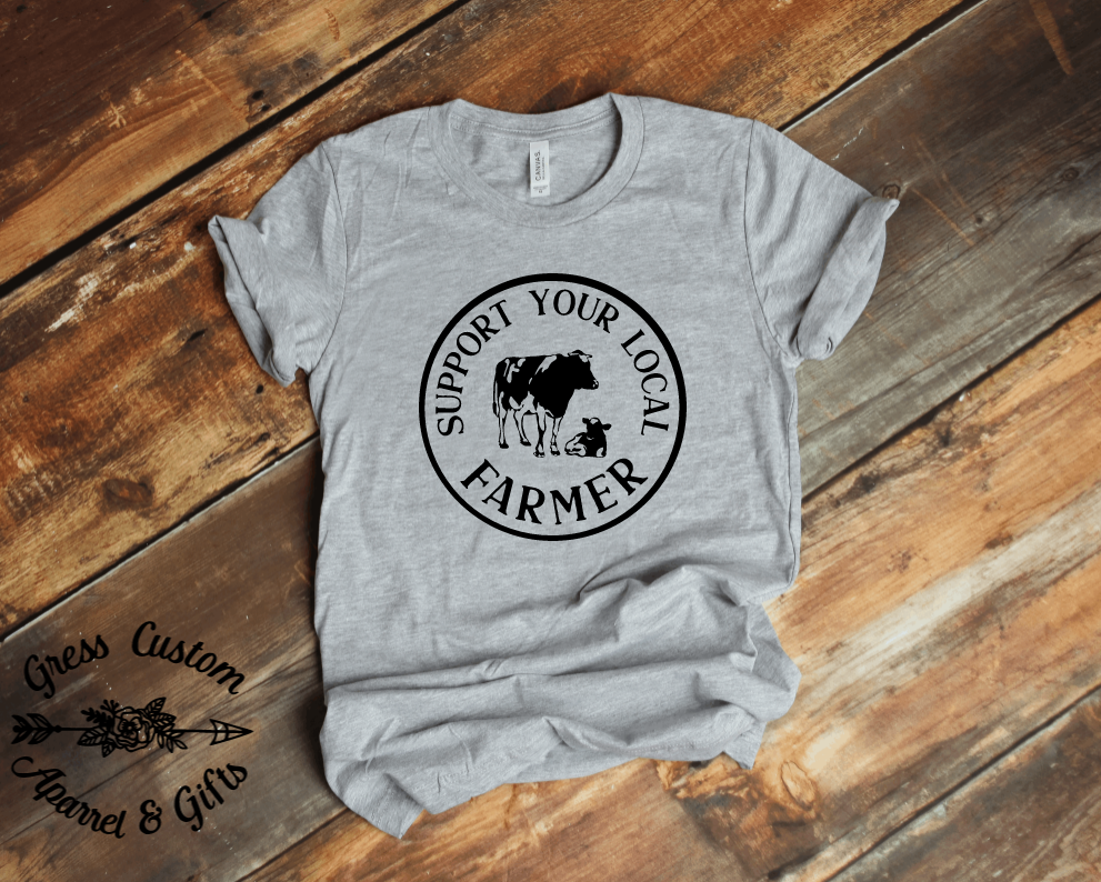 Support Your Local Farmer With Cow T-Shirt (Youth and Adult)